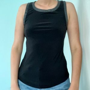 Rachel Roy Black Tank Top with Faux Leather Trim